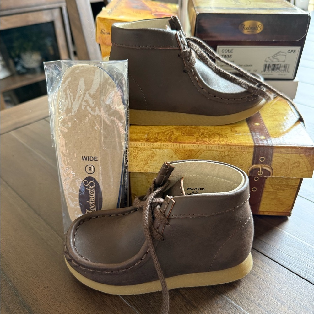 FootMates Brown Kids Moccasin Ankle Shoes with Tan Sole